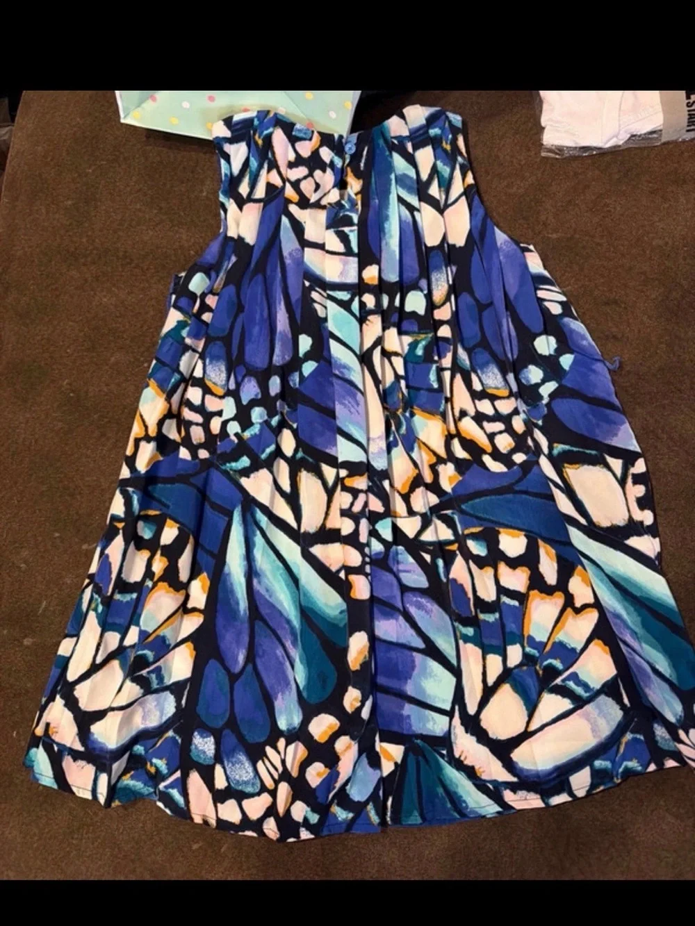 Gymboree Girls Blue Navy Teal Pink Butterfly Print Casual Dress